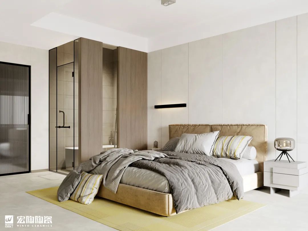 拉菲9平台750x1500mm雅杏白质感砖TG157209卧室效果图 